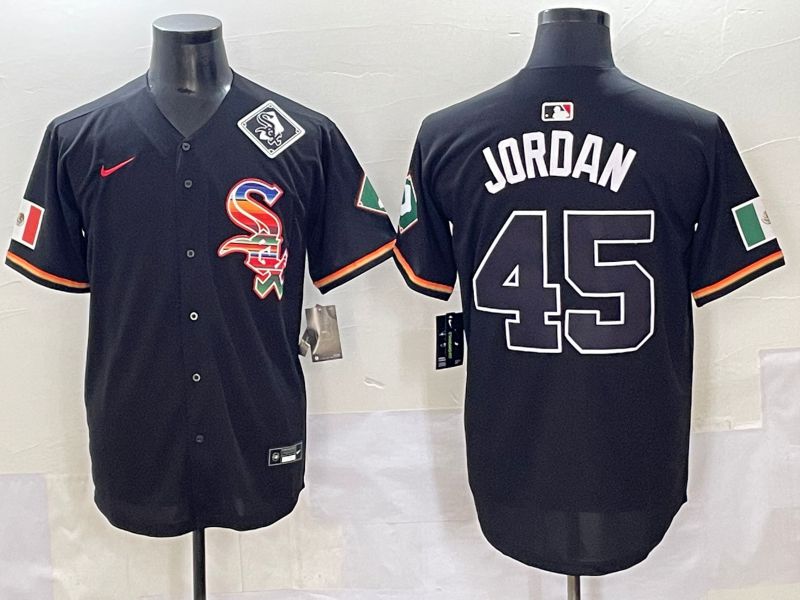 Men 2025 Chicago White Sox #45 Jordan Black Game Nike MLB Jersey style 56